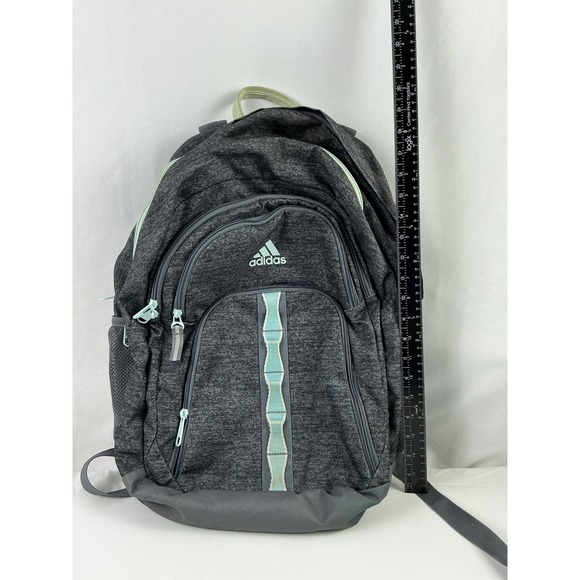 Adidas Backpack Heathered Gray Teal Accent‎ School Travel Laptop Bag 5 Pockets - Picture 15 of 16